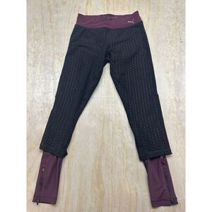 Puma Drycell Tapered Sweatpants Joggers Black White Ankle Zip Size M (28x28)